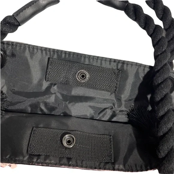 Victoria’s Secret Tote Travel Bag Overnight Weekender Stripes Pink White Black - Picture 8 of 14